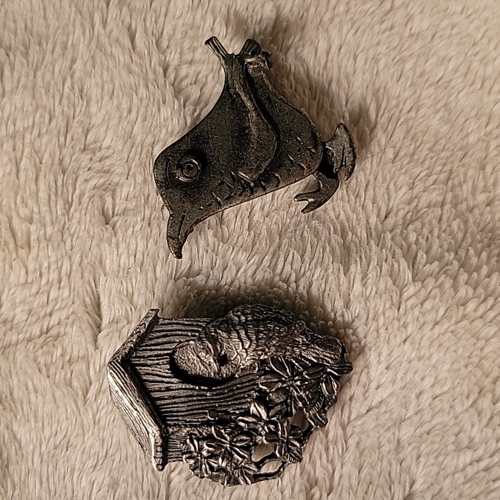 Metzke Pewter Pin & Birds & Bloom Pin